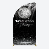 Aperturee - Aperturee Sparkle Black Silver Ball Graduation Half Moon Arch Backdrop